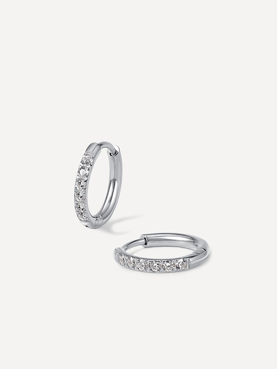 CRYSTALIZED SHINE HOOP Medium Ohrringe Silber-Shopicrush